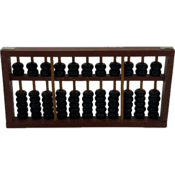 Vtg MCM Chinese Abacus Abaci 11 Digits Rods Calculator Core Wood Wooden 10 X 5 - Picture 2 of 11